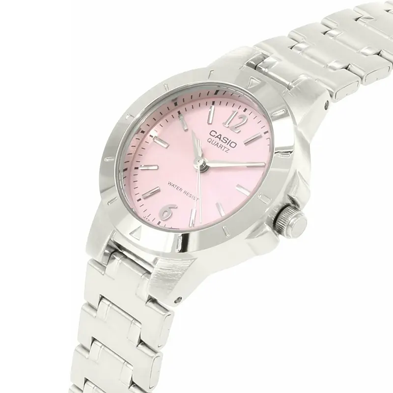 Casio Enticer Pink Dial Silver-tone Ladies Watch- LTP-1177A-4A1